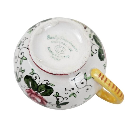 UCAGCO Early Provincial Hand Painted Rooster Rose Cup Saucer Set Japan Vintage - Picture 10 of 10